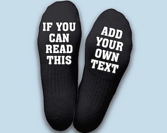 Calzini con testo personalizzato sul fondo, regalo personalizzato se riesci a leggere