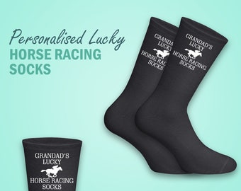 Personalised Lucky Horse Racing Socks, Dad, Grandad, Personalised Men&#39;s Gift, Birthday - Father&#39;s Day Gift
