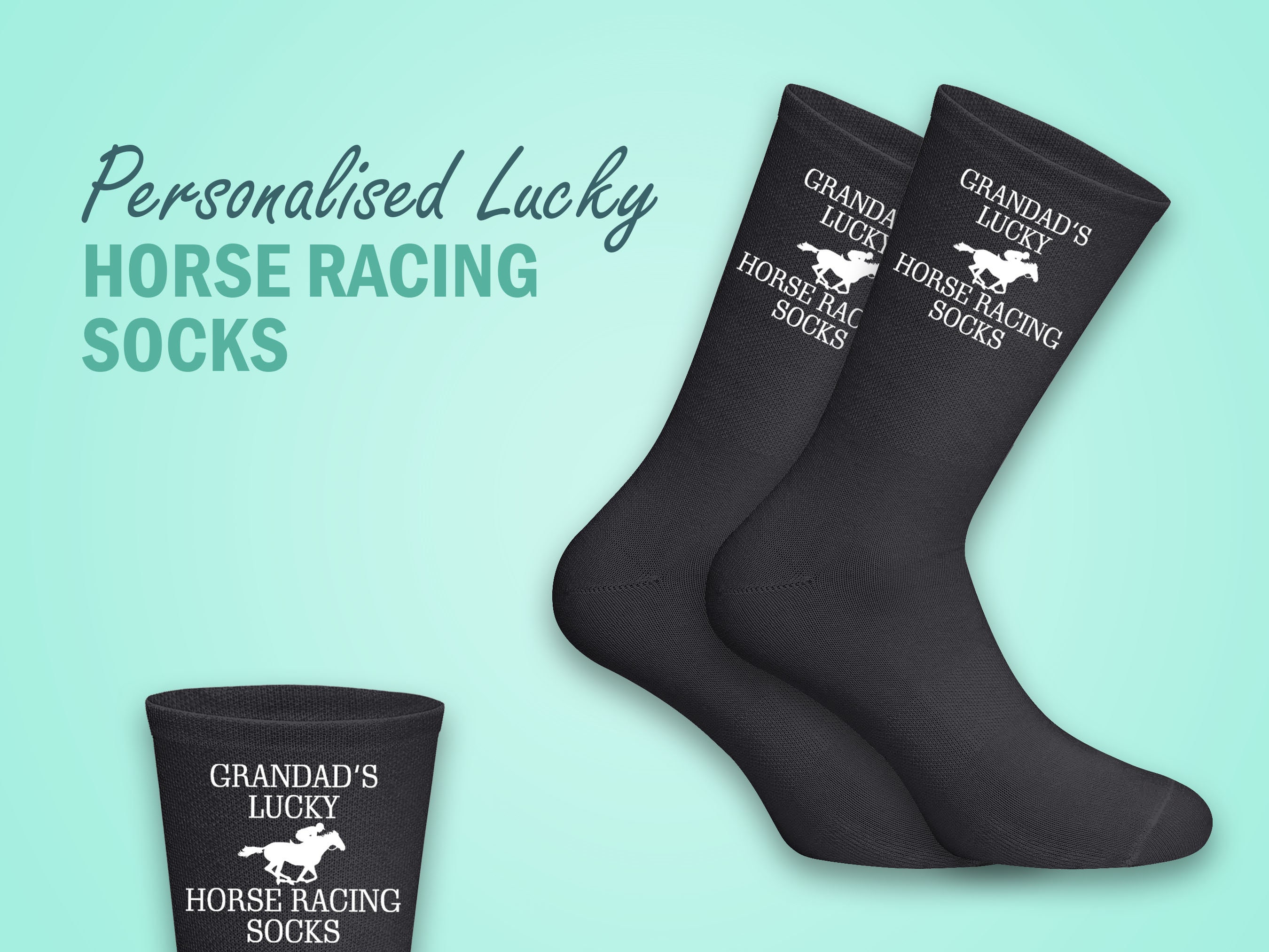 Personalised Lucky Horse Racing Socks, Dad, Grandad, Personalised Men&#39;s Gift, Birthday - Father&#39;s Day Gift
