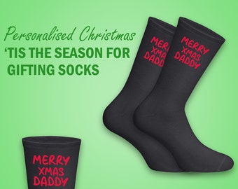 Merry Xmas personalised Christmas socks - A fun festive in season gift idea - Christmas gift for him/her - Great stocking filler - Xmas gift