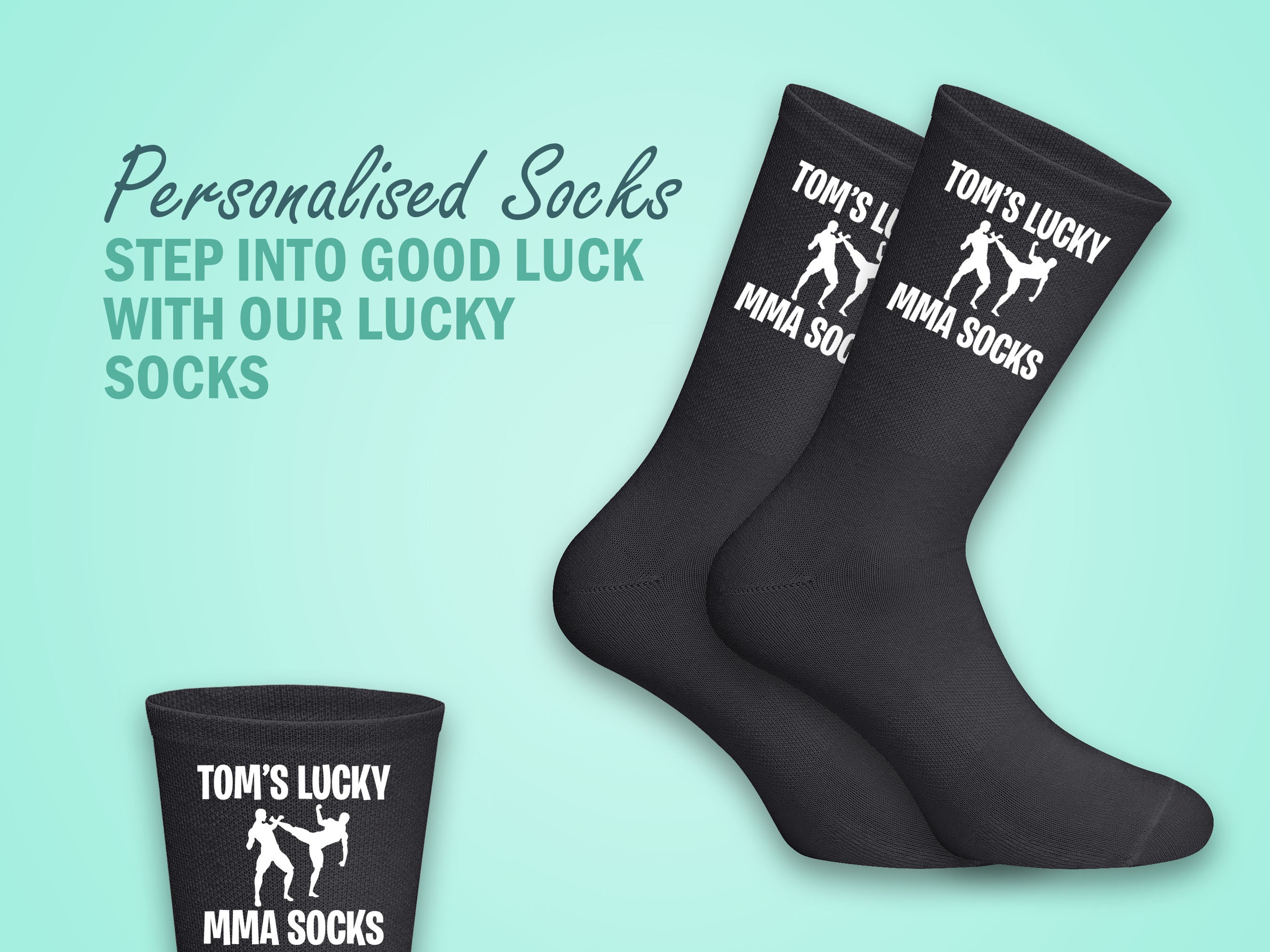 Customised Lucky MMA Socks Personalised With Your Name for a