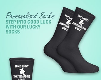 Personalised Lucky Skateboarding Socks - Personalised with Your Name for a Winning look - The Perfect Gift for Skating Fans