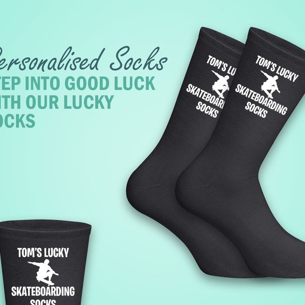 Personalised Lucky Skateboarding Socks - Personalised with Your Name for a Winning look - The Perfect Gift for Skating Fans