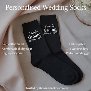 Calzini da sposa personalizzati - Regalo per sposo, testimone dello sposo e festa di nozze, calzini personalizzati per il testimone dello sposo immagine 3