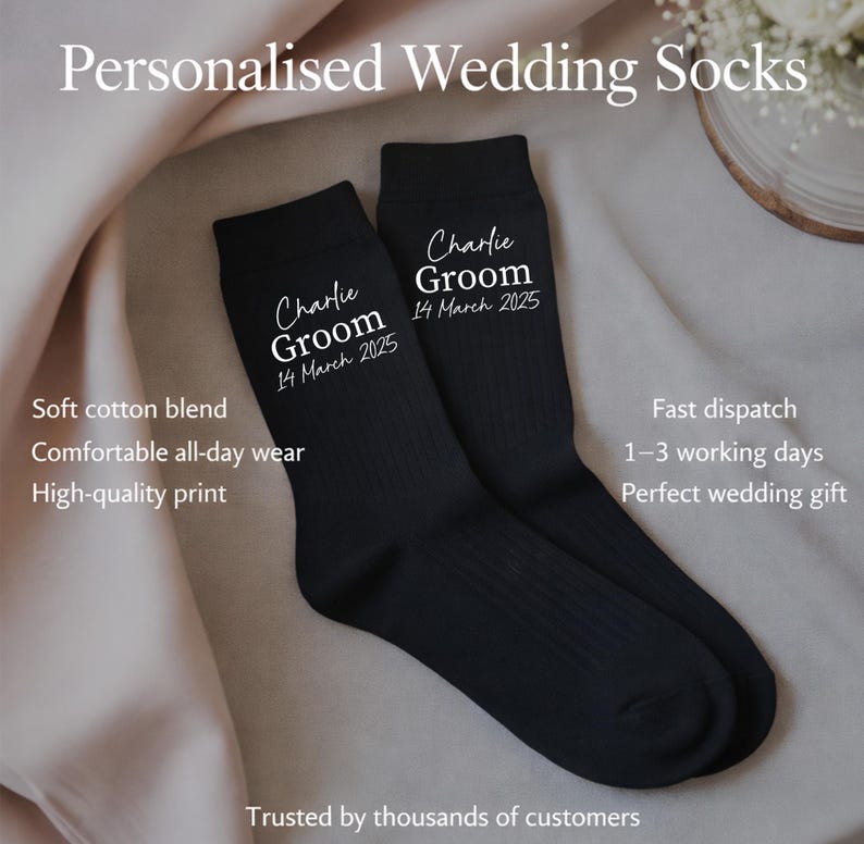 Calzini da sposa personalizzati - Regalo per sposo, testimone dello sposo e festa di nozze, calzini personalizzati per il testimone dello sposo immagine 3