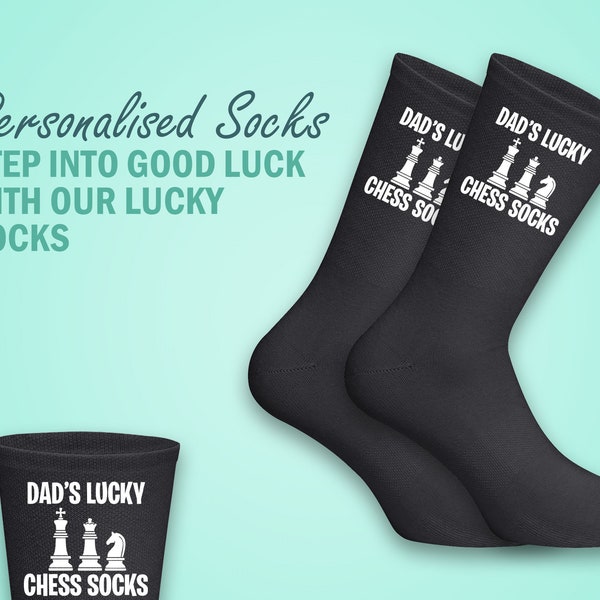 Personalised Lucky Chess Socks - Personalised with Your Name for a Winning look -  The Perfect Gift for Chess fans - Checkmate gift