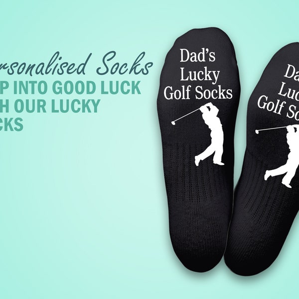 Personalised Lucky Golf Socks - Golfing fan gift lucky socks for Dad, Grandad, Personalised golf gift