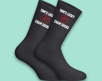 Chaussettes d'examen porte-bonheur - Cadeau prénom personnalisé pour réussir vos études