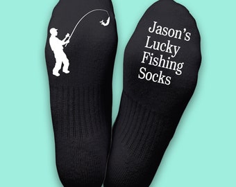 Personalised Lucky Fishing Socks, Custom Fishing Gift, Gifts For Fishing Lovers, Fishing Gift For Men