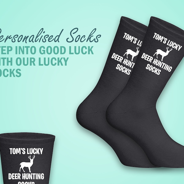 Personalised Lucky Hunting Socks - Personalised with Your Name for a Winning look -  The Perfect Gift for hunting fans - Hunting gift