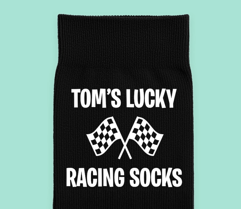 Personalised Lucky Racing Socks – Custom Motorsport Gift for Him image 2