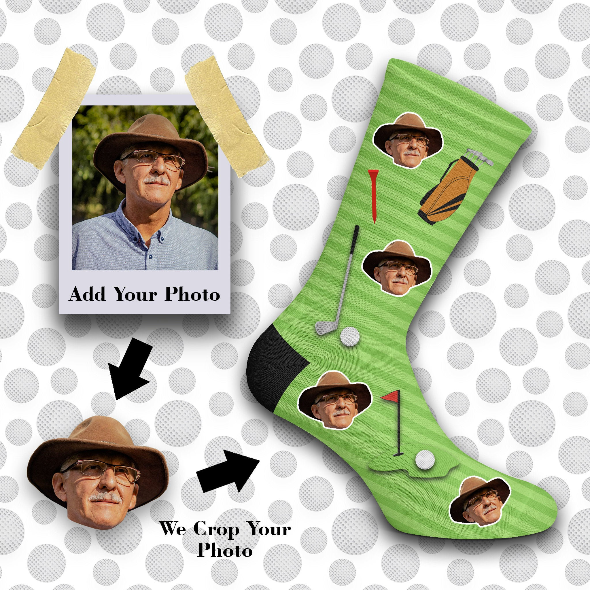 Custom Face Golf Socks Lucky Golf Socks Dad Gift Etsy