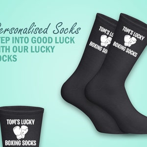 Calcetines de boxeo de la suerte personalizados: personalizados con su nombre para una apariencia ganadora: el regalo perfecto para boxeadores ávidos o fanáticos del boxeo