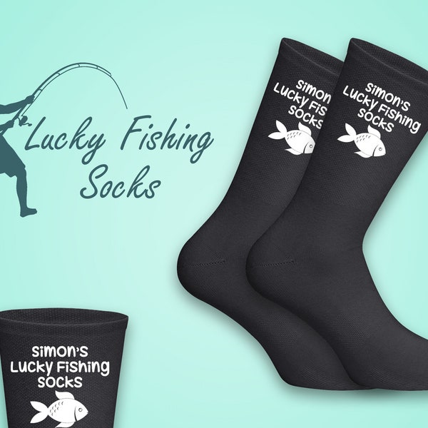 Personalised Lucky Fishing Socks, Add Name, Custom, Grandad, Dad, Friend Gift, Fishing Gift, Lucky Socks, Fishing Fan