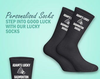 Personalised Lucky Badminton Socks - Personalised with Your Name for a Winning look - Perfect Gift for Badminton Fans and Players