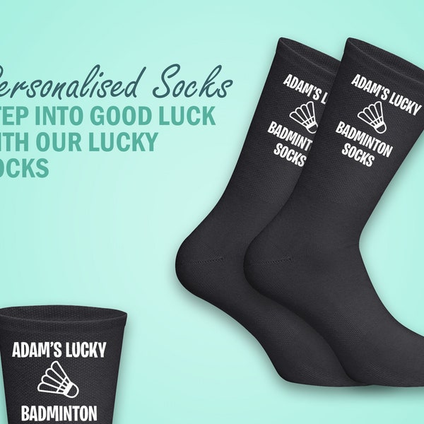 Personalisierte Lucky Badminton Socken - Personalisiert mit Ihrem Namen für einen gewinnbringenden Look - Perfektes Geschenk für Badminton-Fans und Spieler