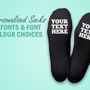 Personalised Custom Text Socks - Bottom of socks - Unisex Personalised Gift - Birthday, Wedding, Father's Day, Christmas gifts, Add Text