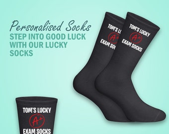 Personalised Lucky Exam Socks - Personalised with Your Name for a Winning look -  The Perfect Gift for when you need luck in your exams