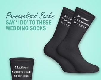 Calcetines de boda de lujo personalizados - El regalo perfecto para el novio y los padrinos de boda todos los roles - Recuerdo de boda - Regalo de boda asequible