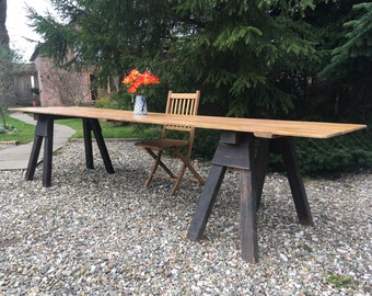 Large vintage trestle table