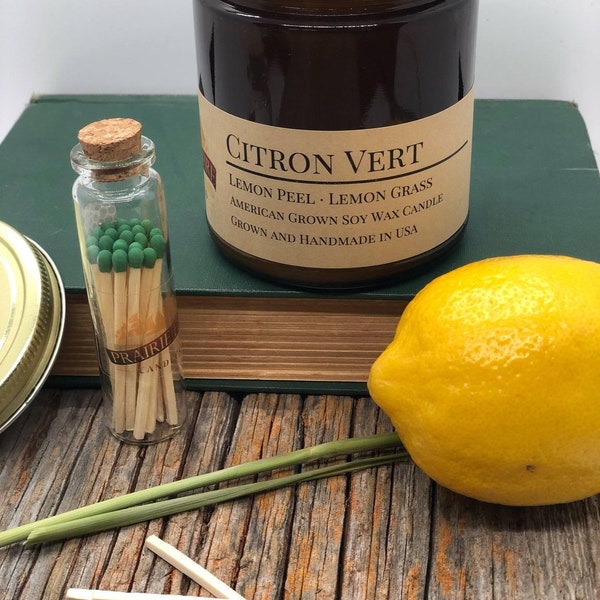 Citron Vert Soy Wax Candle | 9 oz Amber Apothecary Jar