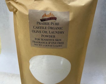 Prairie Pure Castile Organic Olive Oil Fragrance and Dye Free Laundry Powder - Detergent - Net Wt: 2 lb 8 oz (1.134 kg) - Fragrance Dye Free