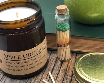 Apple Orchard Soy Wax Candle | 9 oz Amber Apothecary Jar