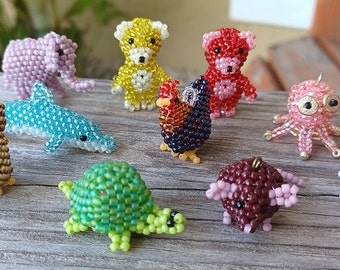 Handmade Miniature Beaded Animals - Keychains