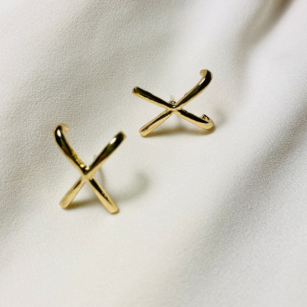 Gold Cross Bar Stud Earrings, Big Cross Bar Earrings,S925 Silver Post Earrings,Hypoallergenic Earrings,Statement Earrings,Minimalist Earring