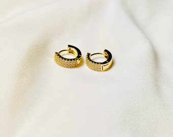 Cubic Zirconia Huggie Earrings, S925 Silver Post Earring, Cubic Zirconia Hoop Earring, Gold Hoop Earring, Gold Huggie Earring, Gift For Her