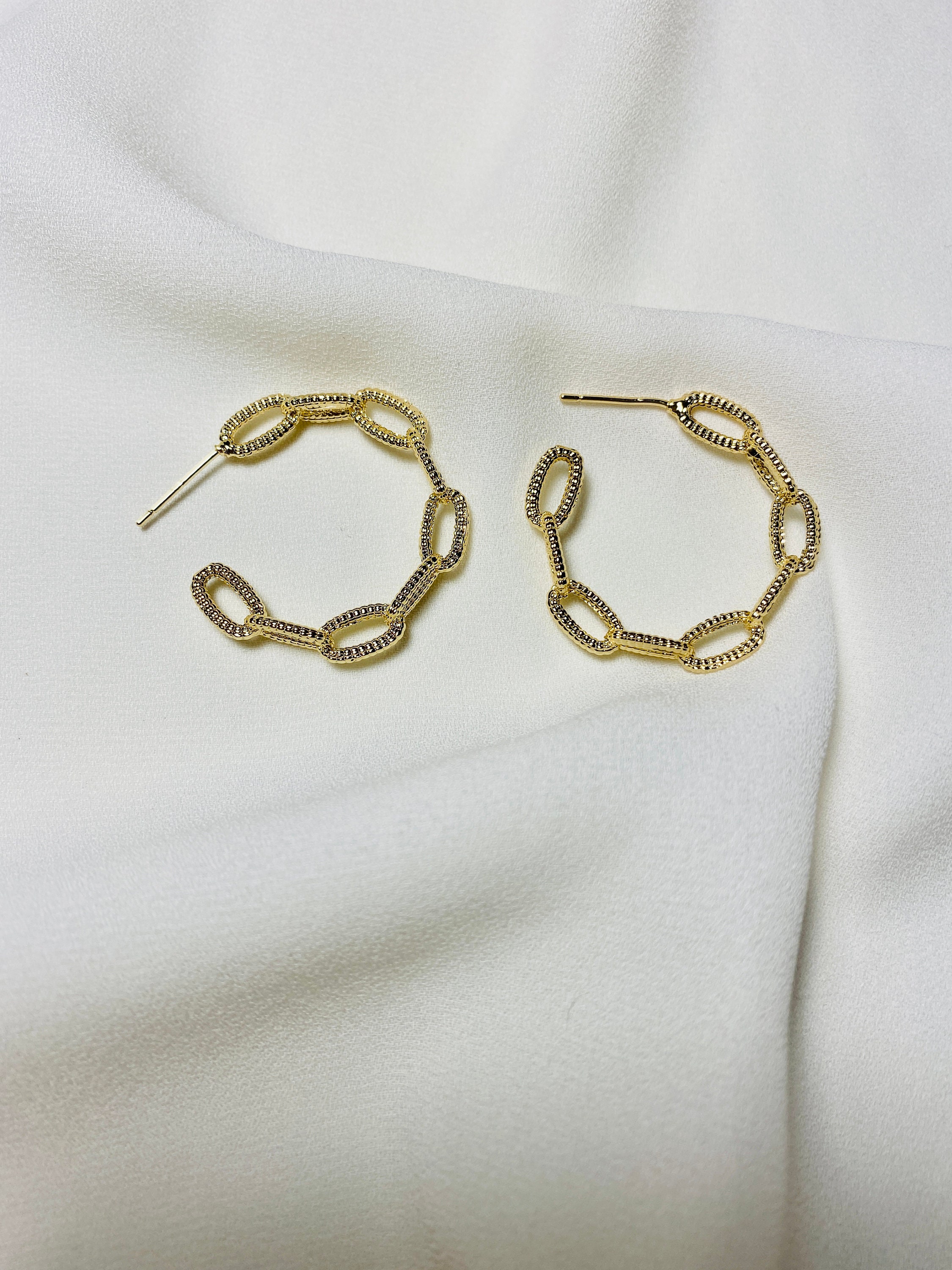 U Shape Link Gold Hoop Earrings Chunky Chain Thick Earrings - Etsy
