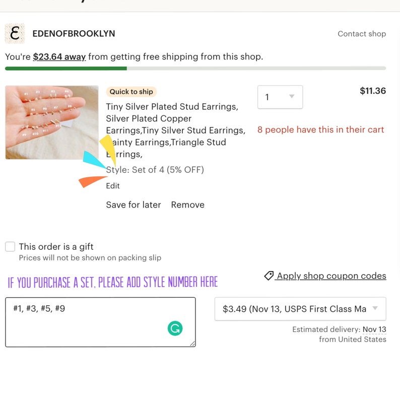 Pu&ograve; includere: Set di quattro orecchini a perno placcati argento. Gli orecchini sono piccoli e delicati, con una forma triangolare. Gli orecchini sono disponibili in una variet&agrave; di stili, tra cui un set di quattro a prezzo scontato. #1, #3, #5, #9