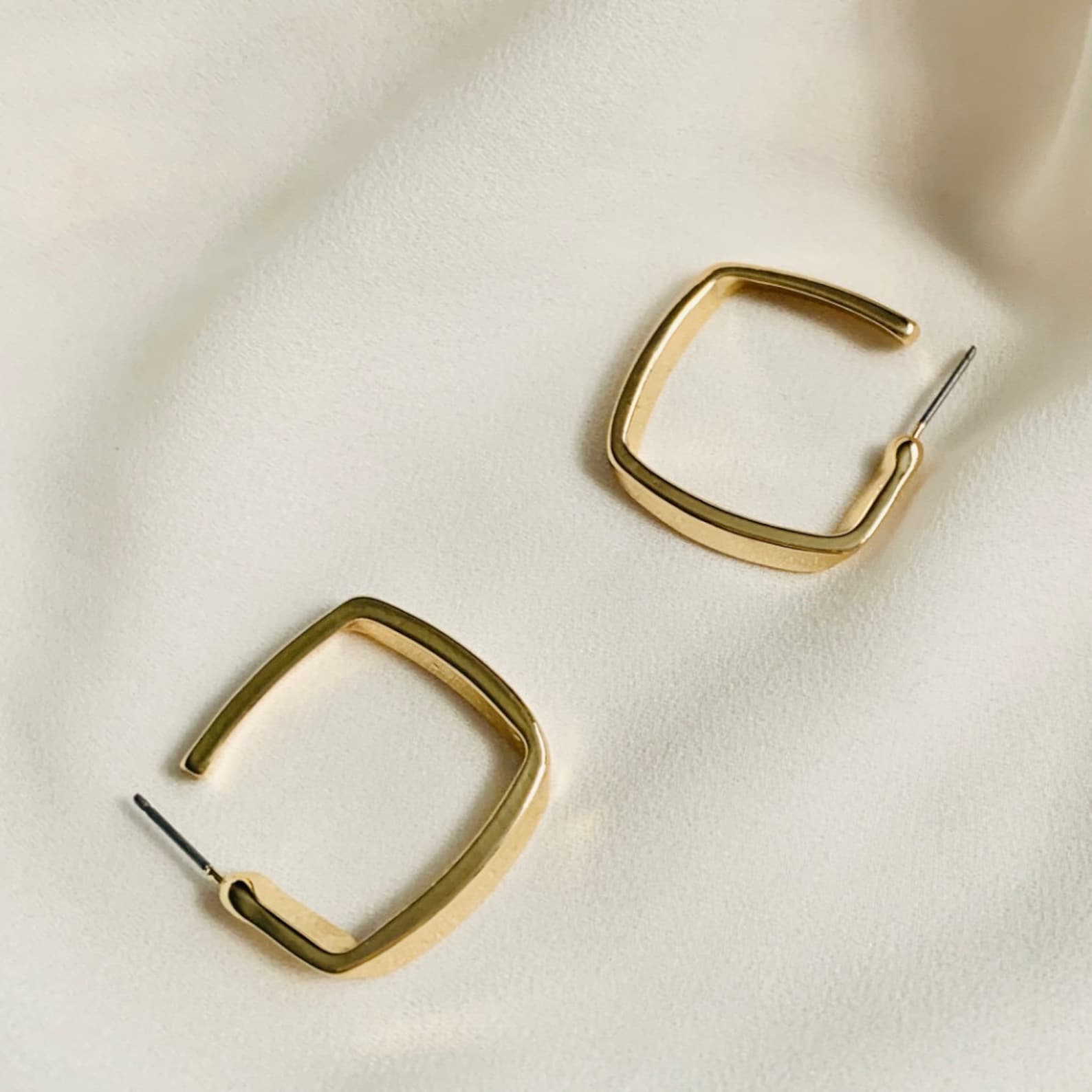 Square Hoop Earring. Trendy Square Hoop Earringgold Square Etsy