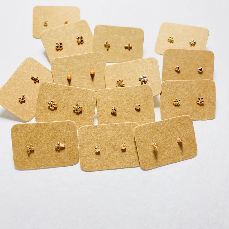 12 Style Stud Earrings Plastic Post Stud Earrings Gold Etsy