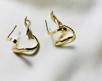 18k Gold Plated Geometric Earrings, S925 Silver Post Earring, Hypoallergenic, Allergy Free Earrings, Geometric Hoop Earrings, Gift For Her