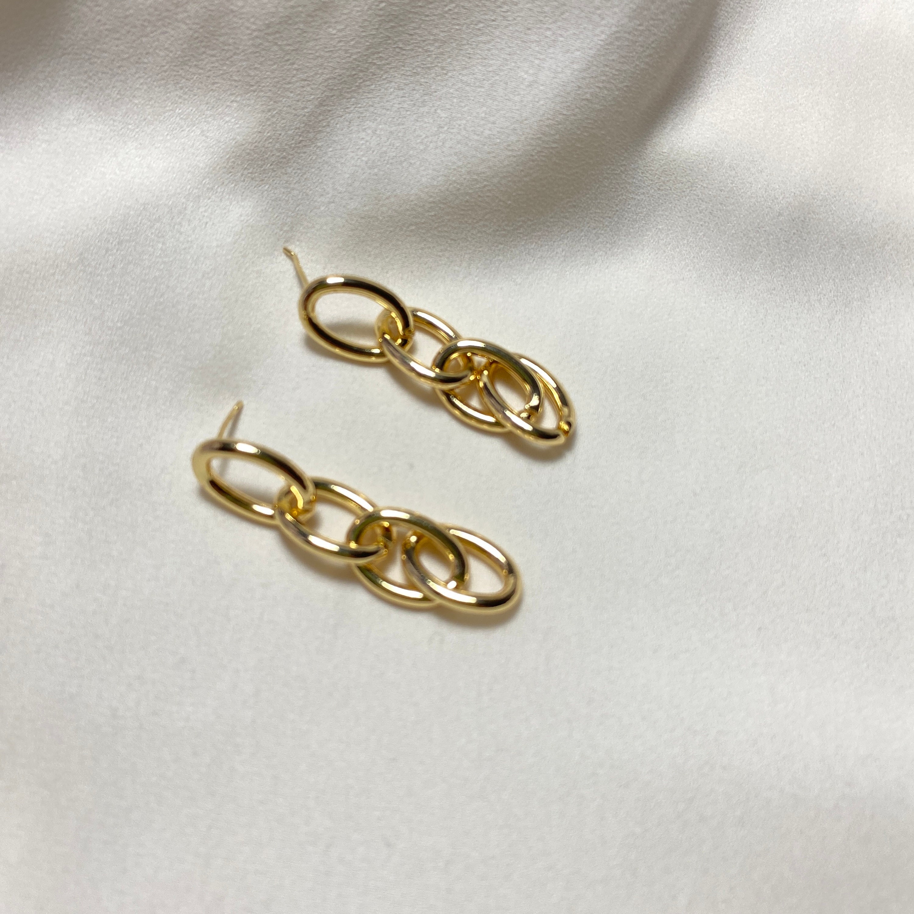 14K Gold Plated Chain Drop Earrings Chain Drop Earrings Gold - Etsy