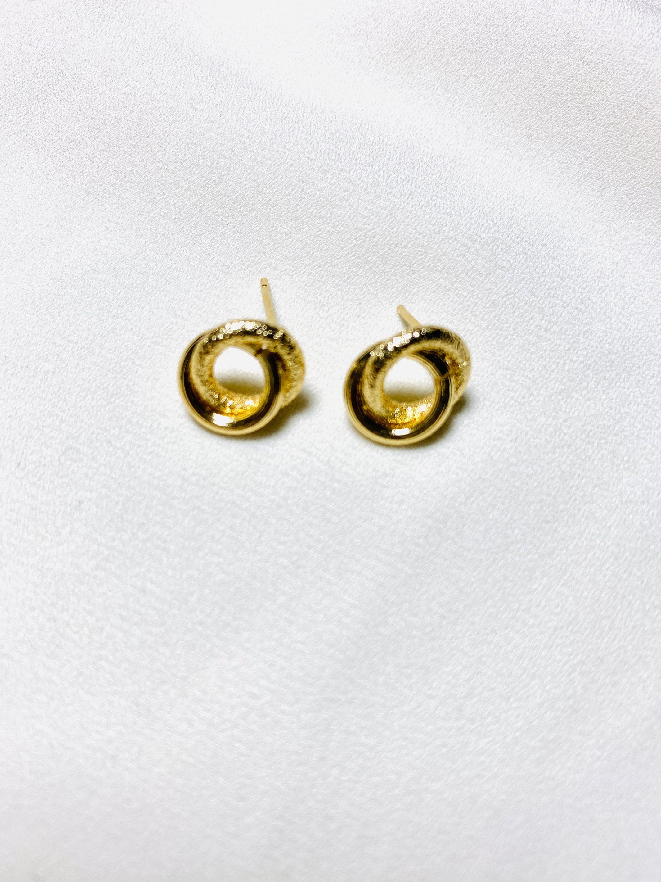 Gold Circle Stud Earring Gold Plated Stud Earring S925 Etsy