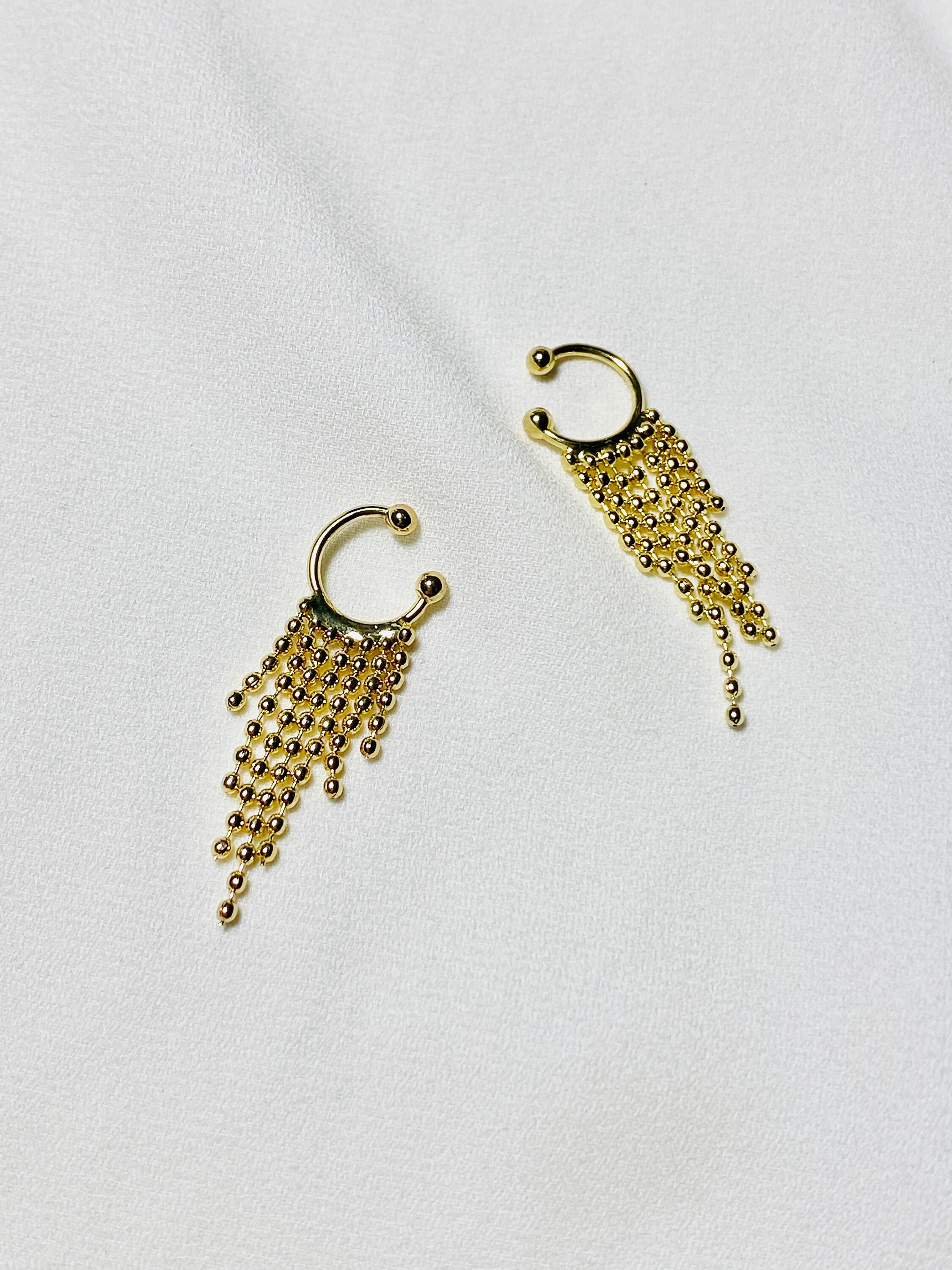 Ear Cuff Set Dainty Beaded Ear Cuff Gold Color Dangle Ear Etsy