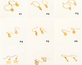 3 stile Orecchini Cerchio d'Oro, 6 Stile Oro Dangle Orecchini, Cerchio e Dangle Orecchini, Shell Orecchino, Orecchini Conch, Orecchini Stella,