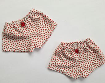 Cotton Strawberry Shorts for American Girl Dolls