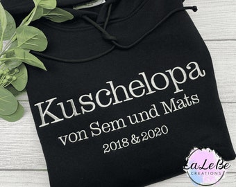 Opa Hoodie personalisiert mit dem Geburtsjahr der Kinder, Bestickter Papa oder Opa -Kapuzenpullover, Valentinstagsgeschenk