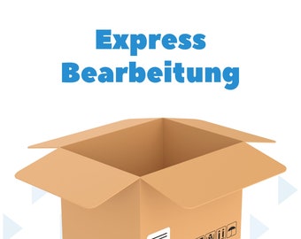 Könnte beinhalten: Ein offener Karton mit einem Etikett und Versandsymbolen. Der Karton befindet sich auf einem weißen Hintergrund mit einem Muster aus hellblauen Dreiecken.