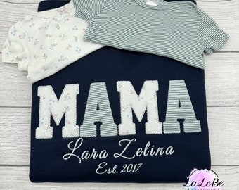 Keepsake Sweatshirt Mama, Familien-Erinnerungssweatshirt, Personalisiert mit Kinderkleidung Muttertagsgeschenk