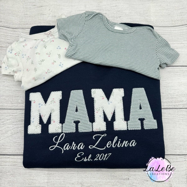 Keepsake Sweatshirt Mama, Familien-Erinnerungssweatshirt, Personalisiert mit Kinderkleidung Muttertagsgeschenk