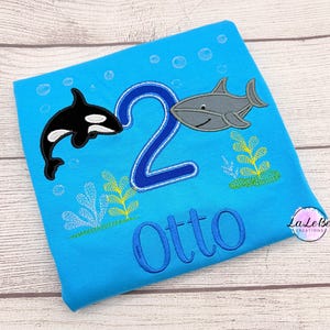 Jungs Geburtstagsshirt "Meerestiere" | Personalisiertes Geschenk für kinder | Hai & Orca Motiv