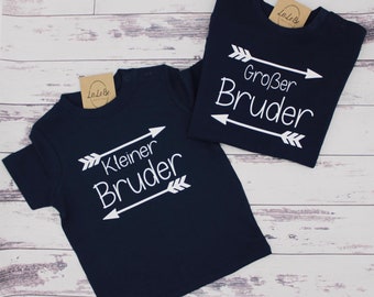 Personalisierte Partnerlook T-Shirts für Geschwister - Großer Bruder & Kleine Schwester - Kindergrößen