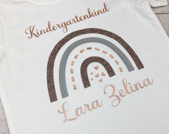 Regenbogen Kindergartenkind Kita Kind Schulkind Shirt, Turnbeutel oder T-Shirt mit Name Personalisierbar