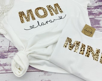 Leopard Mama Mini Outfit, Partnerlook für Mutter und Tochter, Geschenk für Mama