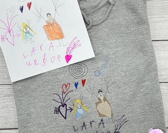 Besticktes Sweatshirt mit Kinderzeichnung - Personalisiertes Geschenk