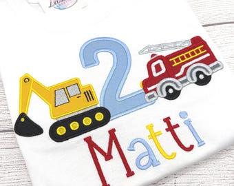 Geburtstag Shirt Bagger & Feuerwehr mit Name